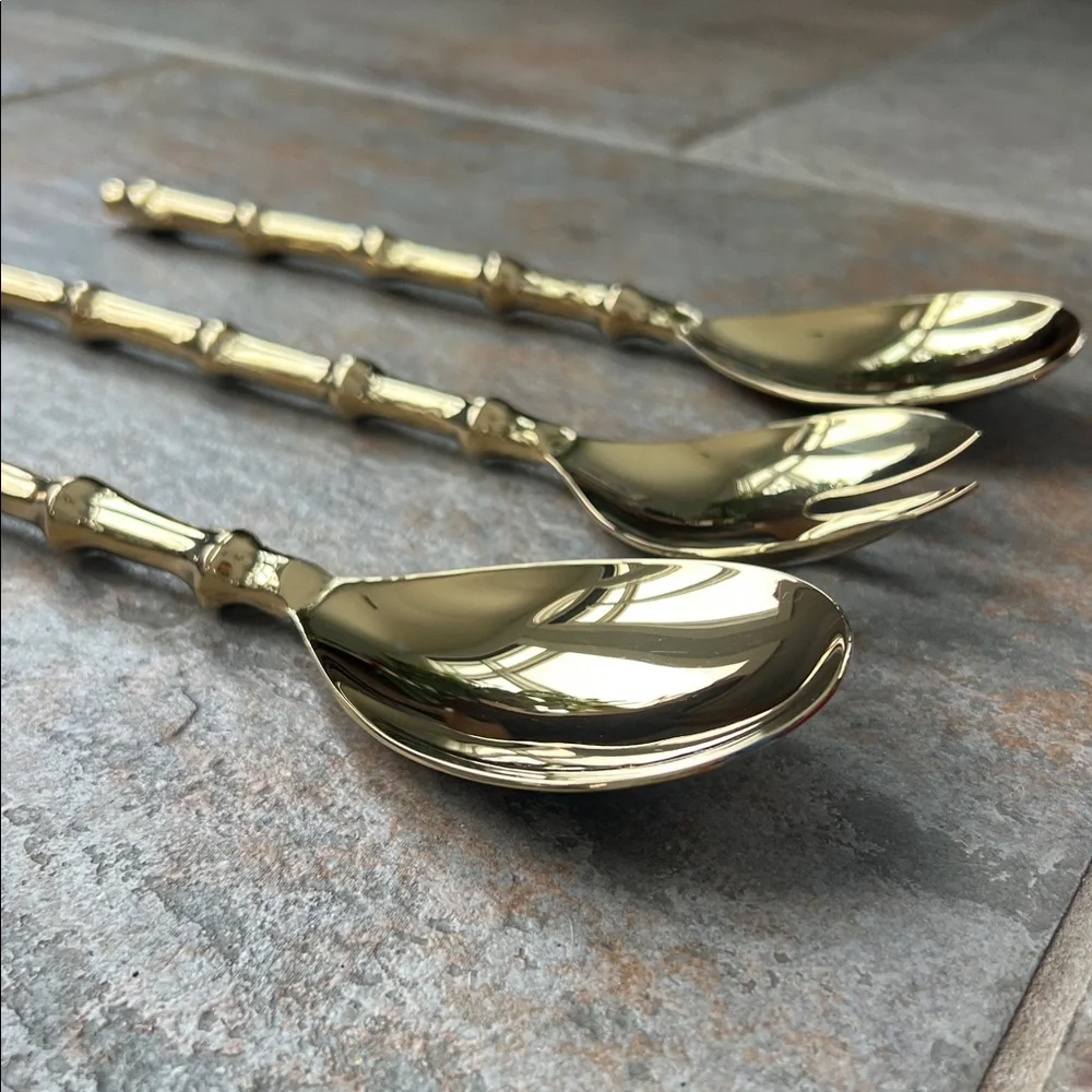 Elegant Gold Bamboo Cutlery Set